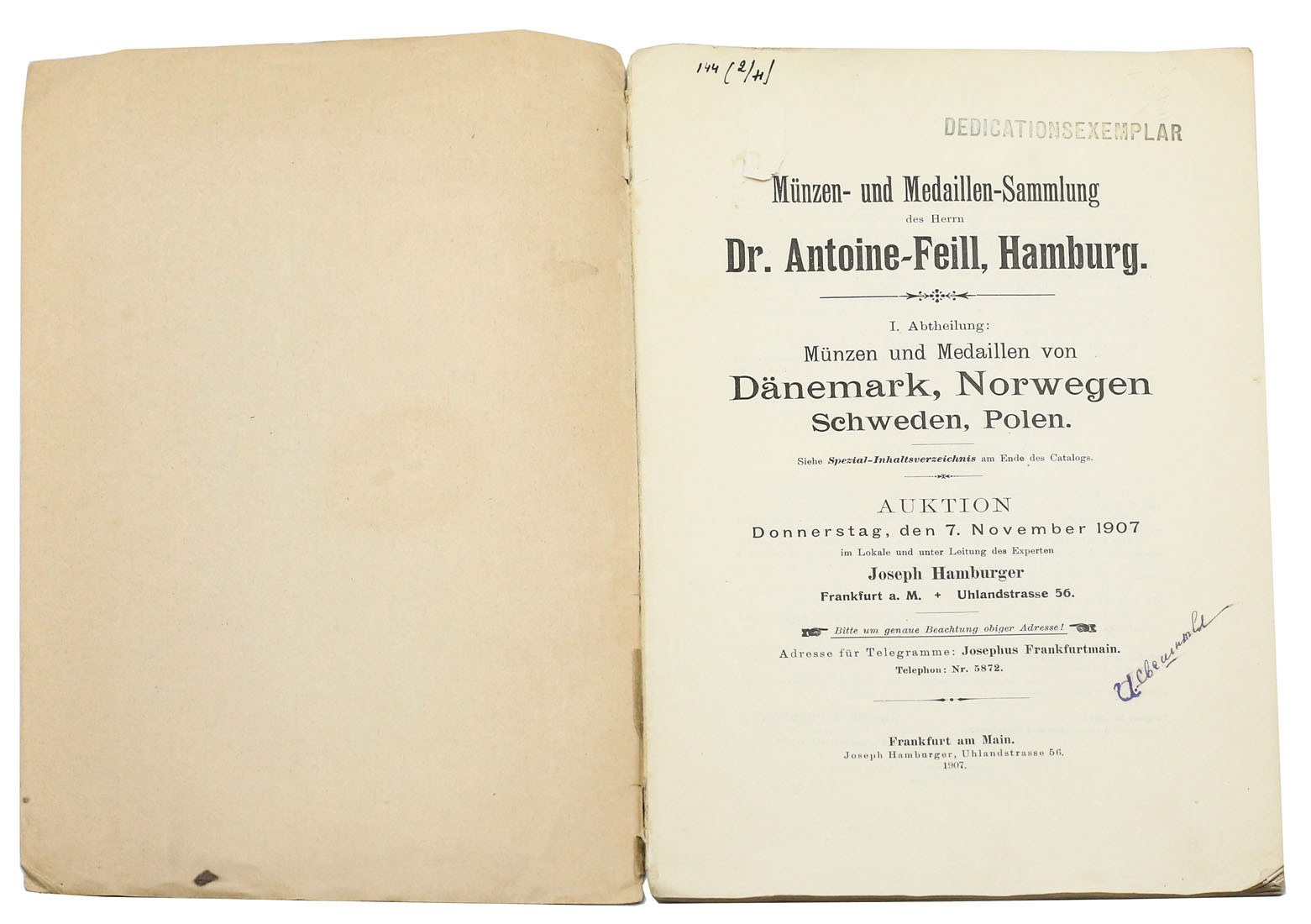 Katalog aukcyjny Joseph Hamburger „Münzen und Medaillen - Sammlung Dr. Antoine-Feill cz.I”